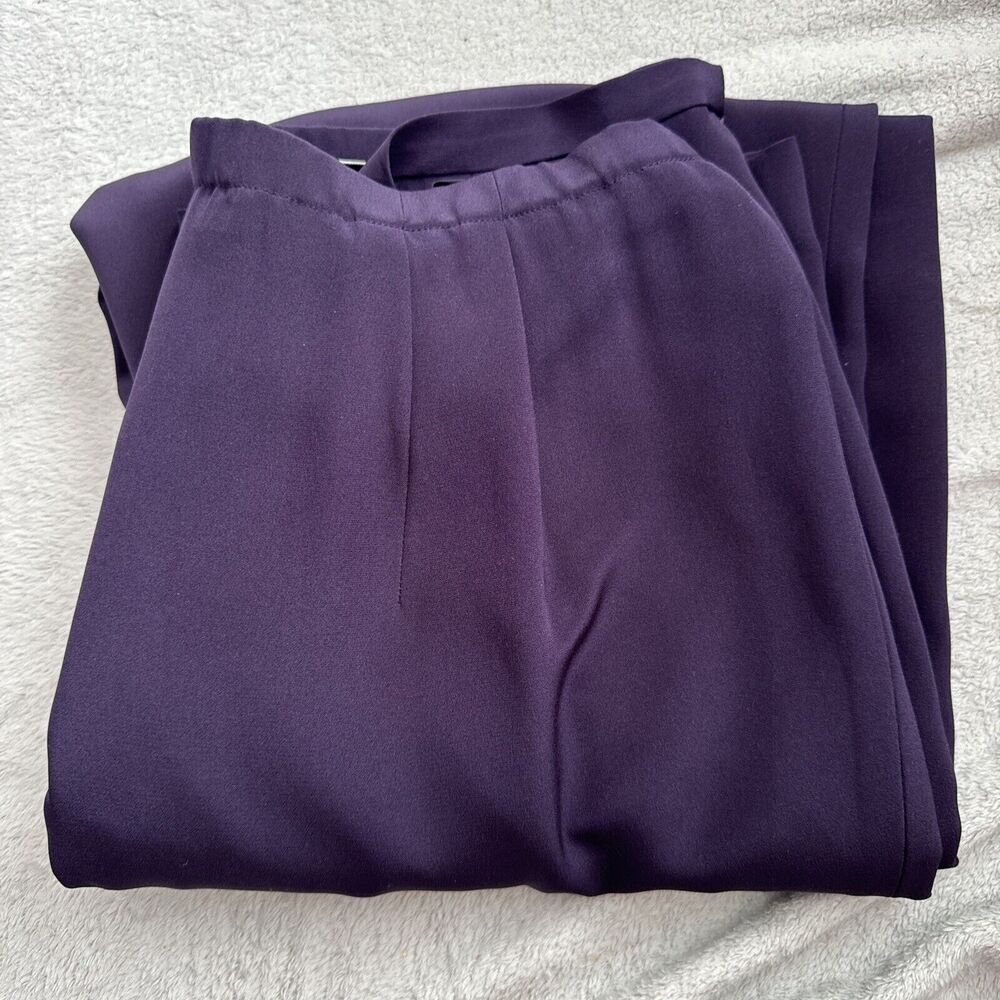 100% Silk Trousers Pants Talbots Women's Size 12 Purple High Waisted Pleated - Picture 2 of 12